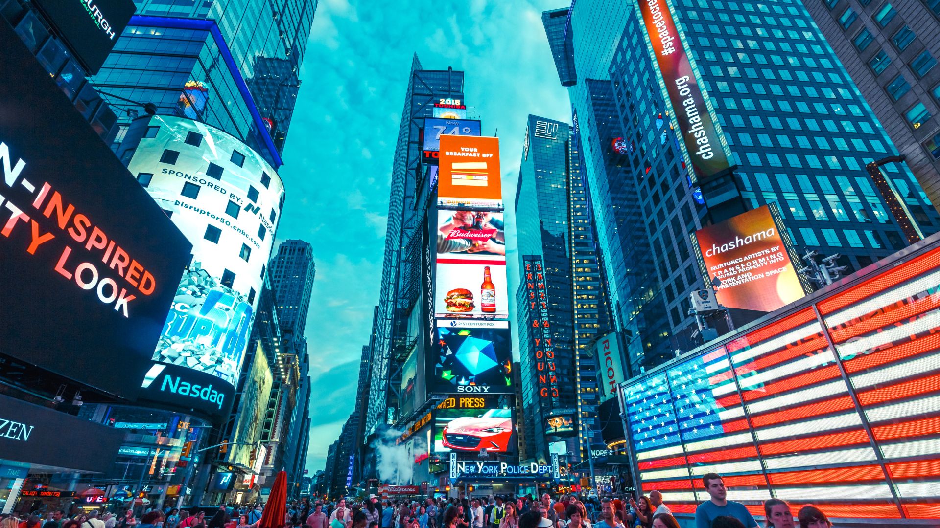Time Square Image About Traditional Marketing or Digital Marketing