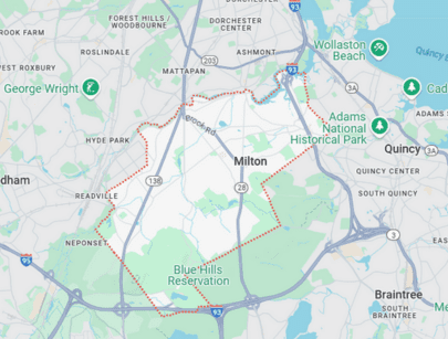 Map of Milton MA 7W3C+J4 Milton, Massachusetts, USA