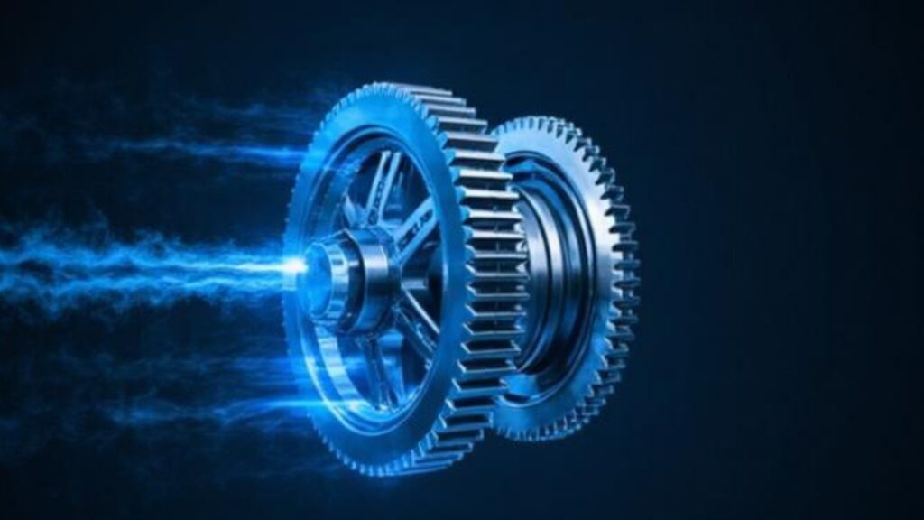 A high-momentum metallic flywheel representing the compounding effect of business growth.