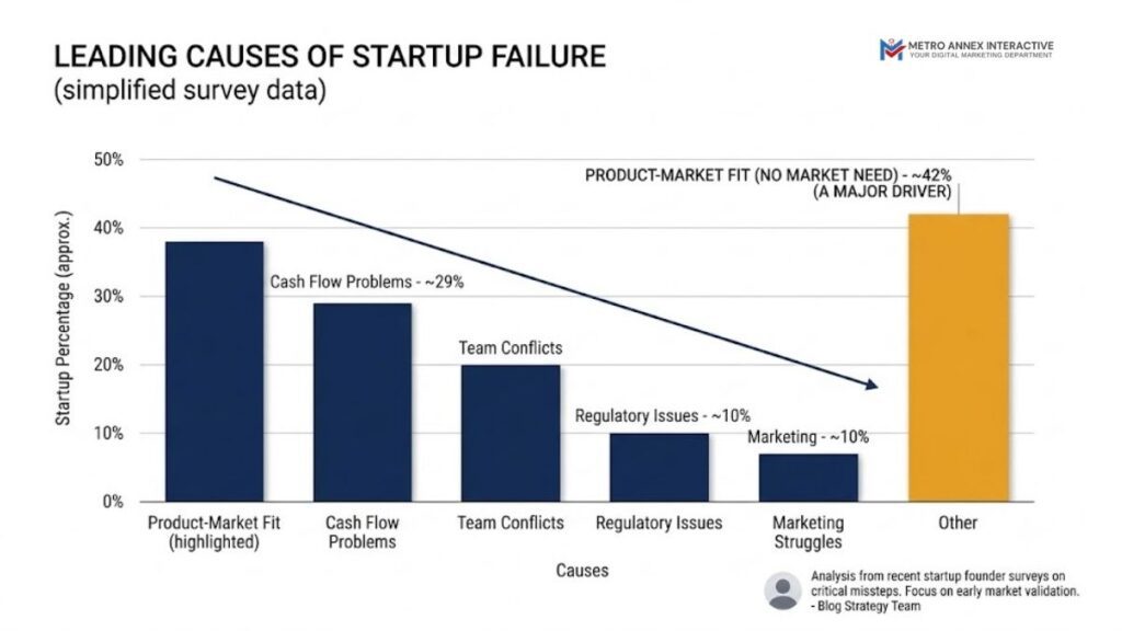 Chart showing product-market fit as the leading cause of startup failure