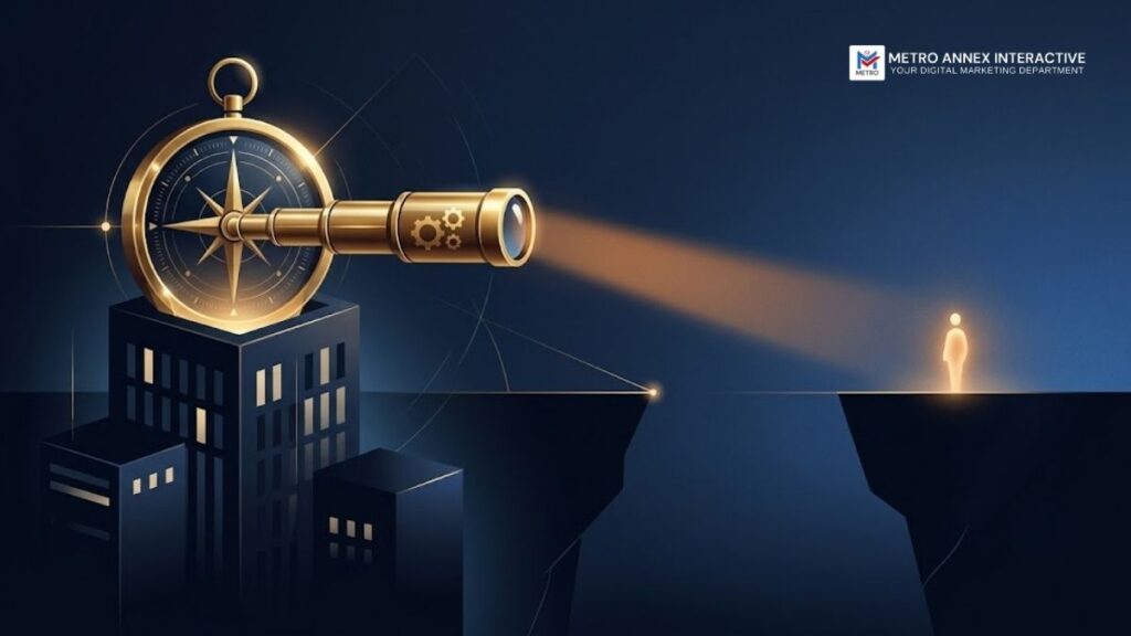 Illustration symbolizing the strategic shift from inward product thinking to customer-centered value design